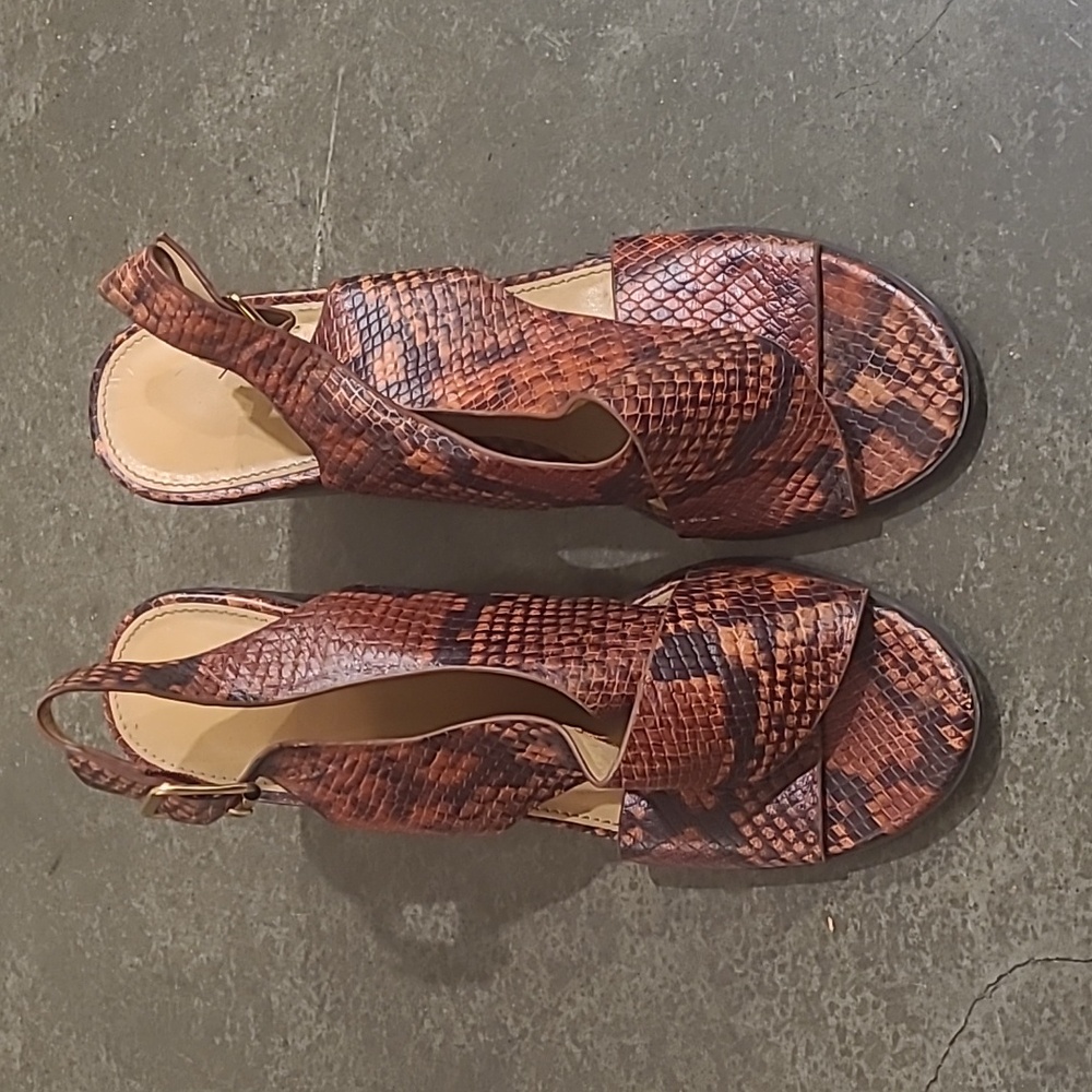 SNAKESKIN BLOCK CHUNKY HEEL SANDALS